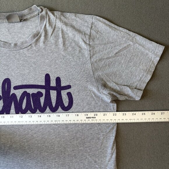 Vintage Carhartt Mens T-shirt Streetwear Center Spell Out Purple Gray Large Y2K - Picture 6 of 12